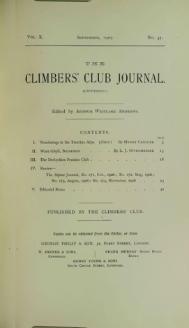 Climbers' Club 1907 Vol.10 No.37 Journal cover